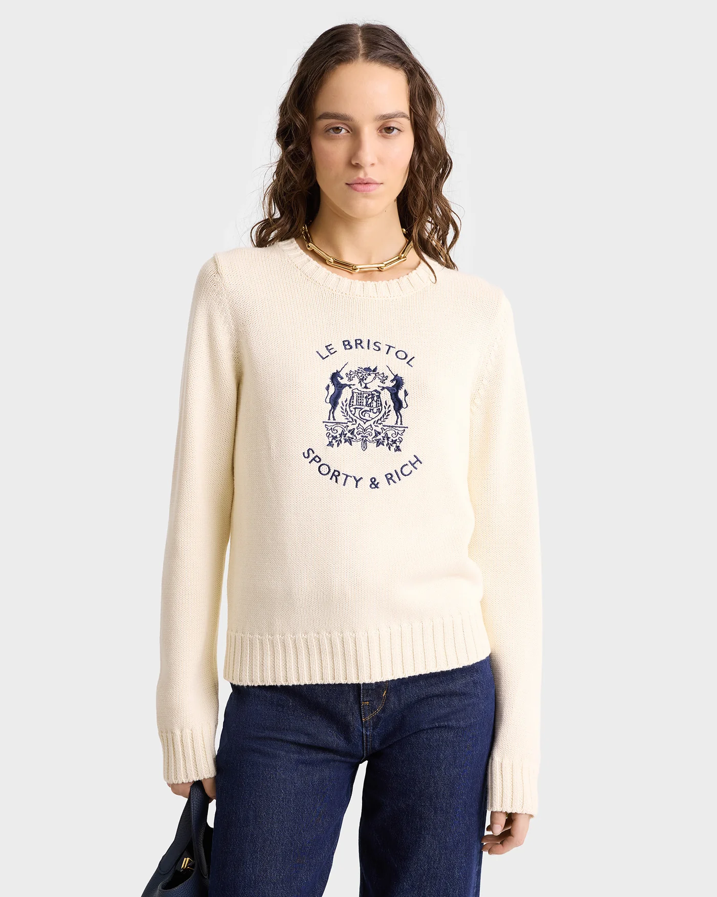 Bristol Crest Knitted Sweater Cream